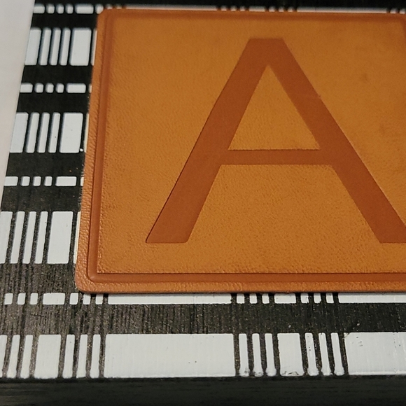 NEW Plaid & Leather "A" Wood Block Home Decor - Picture 9 of 17
